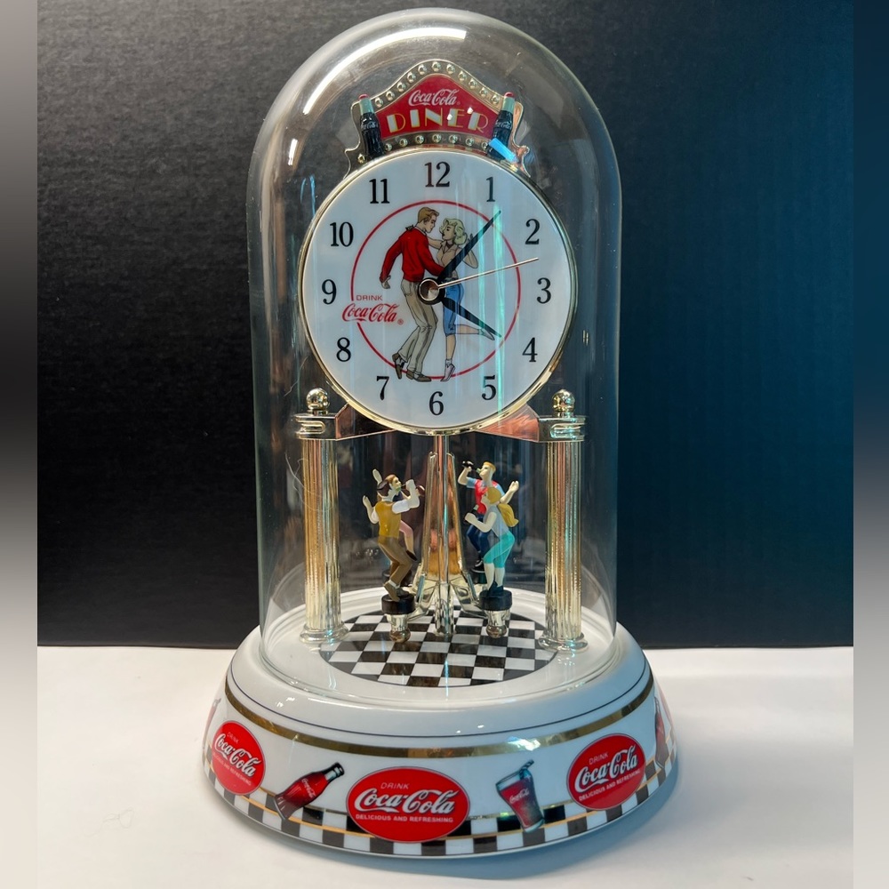 Vintage 2003 Coca Cola Diner Domed Mantel Clock